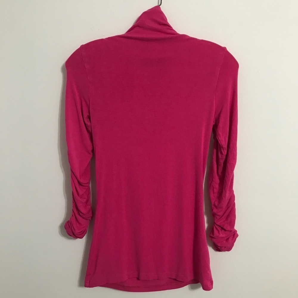 Preenline Hot Pink Turtleneck, Ruching on Back